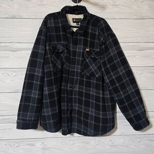 Matix Navy Plaid Sherpa Fleece Lined Jacket 4XL Outdoor Fall Winter Basic